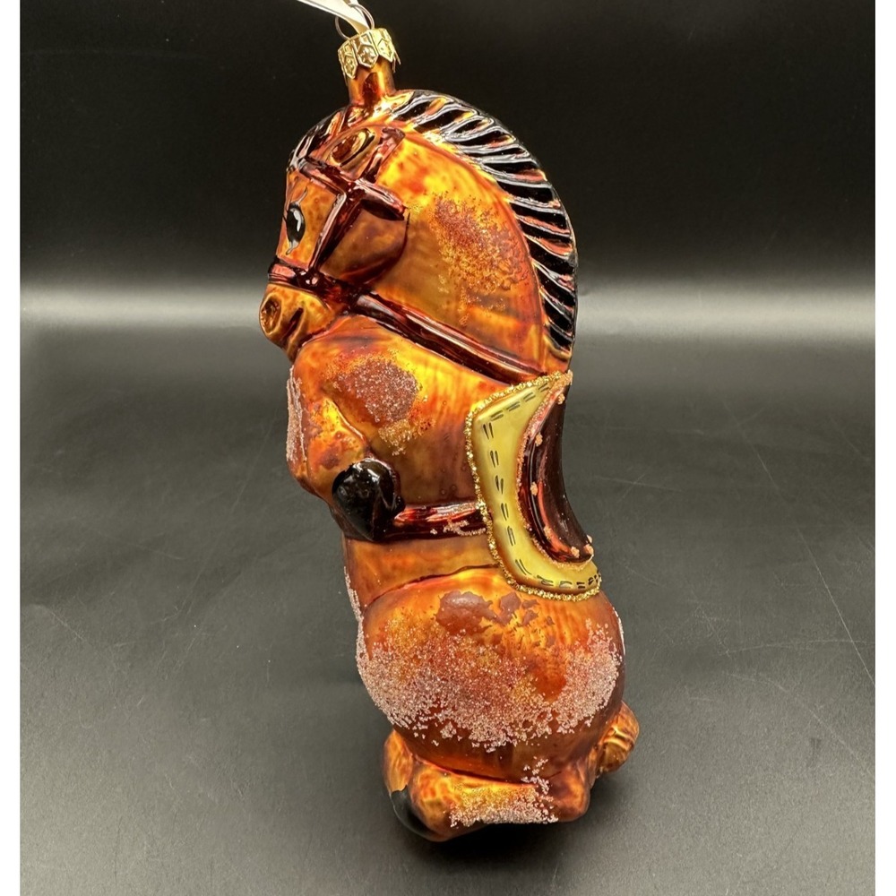 1997 CHRISTOPHER RADKO PONY EXPRESS 7.5" ORNAMENT GOLD HORSE 97-142-0‎